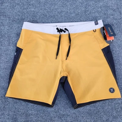 ROARK The Boatman 17" Board Shorts sz 36 Gold Black colorblock Swim Trunks NWT - Image 1 of 4