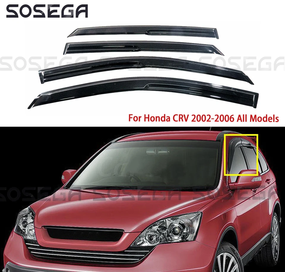Apto para Honda CR-V 2002-2006 estilo Mugen visera de ventana deflector de viento cortinas de ventilación Foto 1 de 4