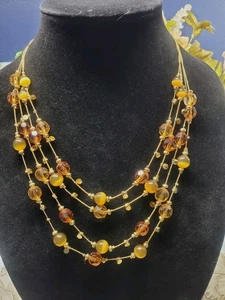 NWT Liz & Co Multi-strand 22" Gold-tone Necklace With Multicolored Glass Beads. - Picture 1 of 10