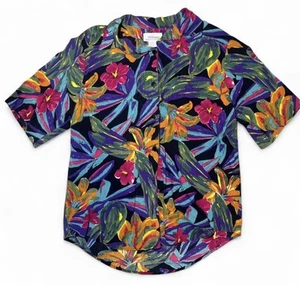 Vintage 1970s Hawaiian Worthington Shirt Size 16T USA Made Vibrant Floral 70s - Picture 1 of 6