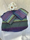 Ikea Andrea Full Queen Duvet Cover Stripe Multicolor Modern Cotton Satin 3 Pc