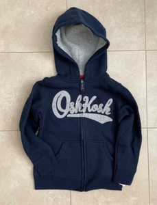 NEW OshKosh B'Gosh Size 4/5 Boys Full Zip Logo Hoodie NAVY BLUE Kids Jacket - Picture 1 of 2