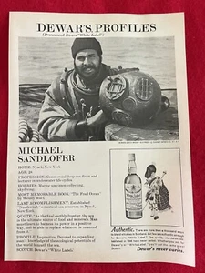 Anuncio impreso escocés Dewar’s White Label 1976 Deep Sea Diver Michael Sandlofer - Imagen 1 de 7