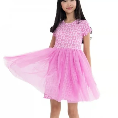 Barbie Girls All Over Print Tulle Dress Size M 7/8 - Image 1 of 2