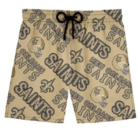 NEW Shuqqur Men's NFL New Orleans Saints Long Swim Trunks Board Shorts Size XL Cover