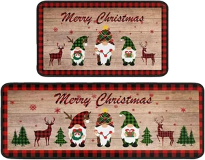Christmas Kitchen Rugs and Mats Set,2 PCS Kitchen Home Decor,Winter Low-Profile - Picture 1 of 12