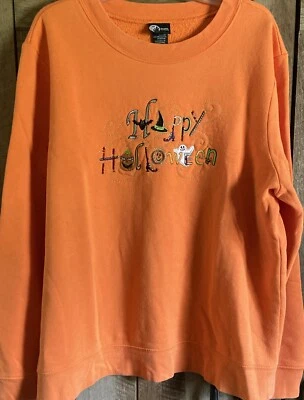 Mujer Talla Mediana EDICIONES NAVIDEÑAS "Feliz Halloween" Naranja Sudadera Bling Foto 1 de 4