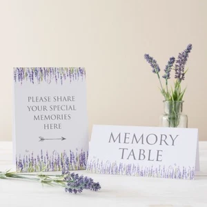 ANGEL & DOVE Funeral Memory Table Signs Set - Lavender Design - Picture 1 of 4