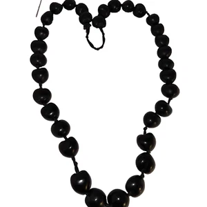 Glänzend schwarz 36 KUKUI NUT Lei Halskette Hawaii Hochzeit feiern 32" Damen - Bild 1 von 5