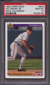 1992 Upper Deck 645 Cal Ripken Jr. Gold Hologram PSA 10 Gem Mint - Picture 1 of 1