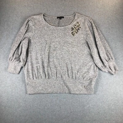 Свитер Adrienne Vittadini серый размер 2x с бисером акцент рукава на воздушном шаре мягкий уютный - Изображение 1 из 4