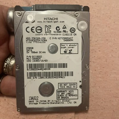 Hitachi 250GB HTS543225A7A384  5400RPM SATA 2.5" Laptop HDD Hard Disk Drive - Image 1 of 2