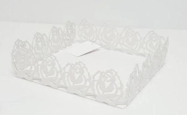 Portatovaglioli da Tavola in metallo rose bianco home 19 x 19 cm - Immagine 1 di 1