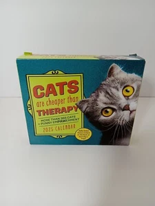 CATS ARE CHEAPER THAN THERAPY - 2025 DAILY DESK CALENDAR - BRAND NEW - 890773 - Picture 1 of 3