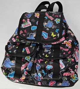 Mini Zaino Eeyore Disney Nero con Fiori Blu e Rosa Farfalle Ricordi  - Foto 1 di 5