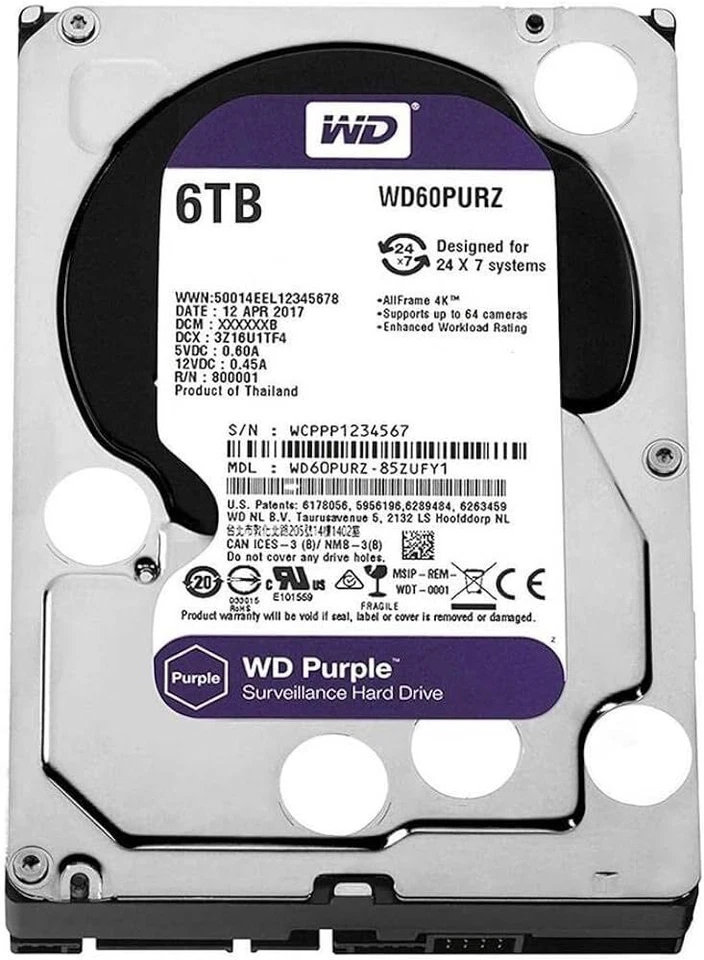 WD WD60PURZ 6TB 3.5" SATA Enterprise Hard Drive – Server Storage Solution - Image 1 of 1