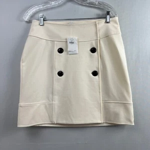 Banana Republic Pencil Wrap Skirt Mini Straight Womens Size 4 Ivory Button Up - Picture 1 of 14