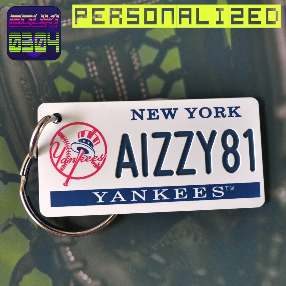 Personalized New York Yankees Keychain - Baseball Name Bag Tag- Custom Engraved - Image 1 of 4