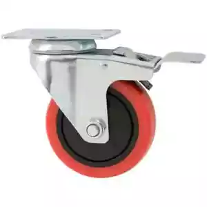 Everbilt 4 in TPU Heavy-Duty Swivel Plate Caster with Brake 250 lbs Load- 2 PACK - Picture 1 of 2