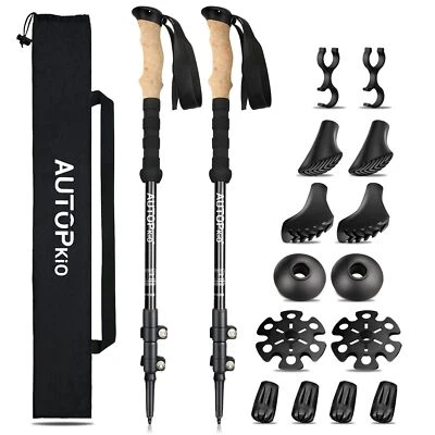 Bâtons de Marche Télescopique Aluminium Bâton de Randonnée Nordique Réglable ... - Photo 1/4