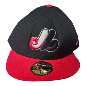 New Era Vintage 7 7/8 Men Cap Montreal Expos Cooperstown Black Orange Fitted Hat - Picture 1 of 6