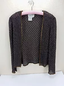 Vintage Adrianna Papell Occasions Jacket 10 Black Gold Silver Beaded Cocktail - Picture 1 of 11