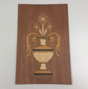 14" x 9" Urne Intarsien, Sapele Hintergrund, FURNIER HOLZBEARBEITUNG ERFORDERLICH - Bild 1 von 2