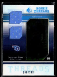 Kenny Britt 2009 SP Threads #RT-KB Rookie Threads Dual Swatch MEM, SN299 - Picture 1 of 2