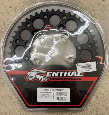 Renthal Rear Black Alum 48T Sprocket YZ250 WR450 WR400 YZ400 + 150U-520-48GBBK - Image 1 of 2