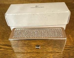 Neu Swarovski Kristall Lippenstift Etui ~ Scharnier ~ Samt gefüttert ~ Spiegel ~ in Box - Bild 1 von 13