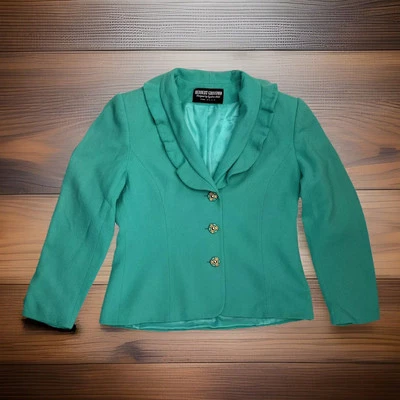 Vtg Women’s Blazer Herbert Grossman by Cynthia Sobel Green 💯 Wool Size 10 - Image 1 of 4