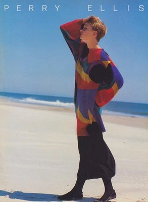 Perry Ellis Vintage Fall 1984 Wool Sonia Delaunay Hand Knit Abstract Sweater M - Image 1 of 4
