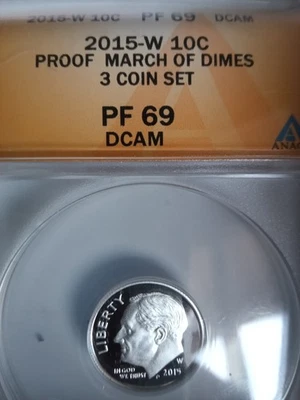 2015 W 10c proof march of times PF 69 DCAM - Image 1 of 2