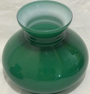VNTG smaragdgrün über Opal glattes Glas Studentenlampe oder Rayo Öllampenschirm 8" - Bild 1 von 14