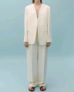 BNWT MANGO X VICTORIA BECKHAM WHITE FORMAL MID LENGTH BLAZER SIZE S UK 8/US 4 - Picture 1 of 4