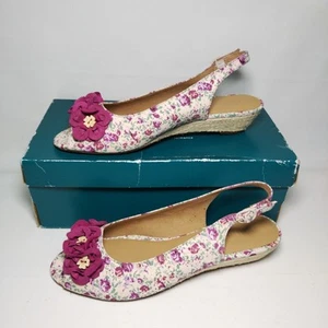 Hotter Betsy 6.5 Floral Shoes sandals Brand New Canvas 40 Std VGC Heel Canvas - Picture 1 of 21