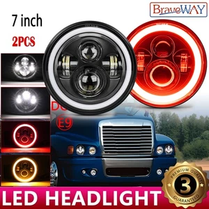 2x 7inch Round Black Halo Led Headlight Hi/Lo Beam 280W For Freightliner Century - Picture 1 of 12