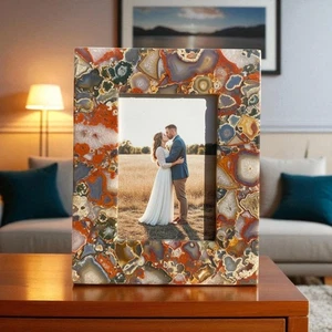 Mix Agate Stone Picture Frame, Memorable Agate Photo Frame For Gifts & Home Deco - Picture 1 of 8