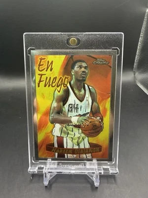 1996 1997 TOPPS CHOME HAKEEM OLAJUWON EN FUEGO INSERT ROCKETS SHARP - Image 1 of 2