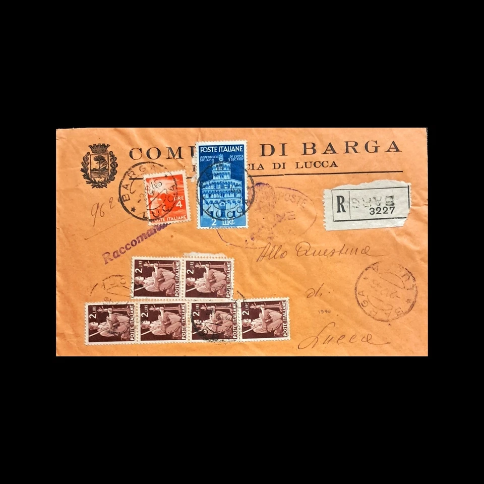 AVVENTO 🇮🇹 VALORI GEMELLI CON DEMOCRATICA SU RAC.TA BARGA 14 LIRE X LUCCA  - Immagine 1 di 4