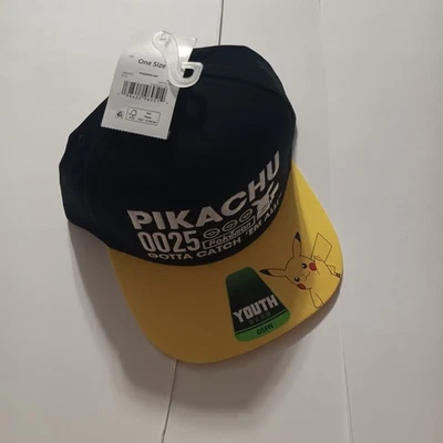 Pokemon Gotta Catch Em All Youth OSFM Negro y Amarillo Snapback Sombrero Pikachu Nuevo Foto 1 de 4