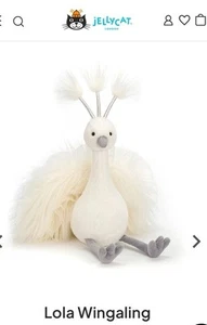 Jellycat London 20 Zoll Lola Wingaling weißer Pfau Vogel Plüschtier Stofftier - Bild 1 von 14
