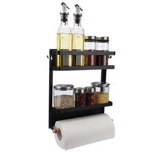 Magnetic Fridge Organizer, Paper Towel Holder, Kitchen Rack, Rustproof Spice ... - Picture 1 of 9