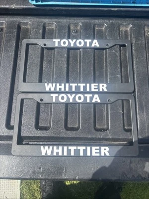 2 Toyota Whittier Black Plastic License Plate Frame #2 - Image 1 of 4