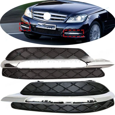 Pair Front Bumper LED DRL Fog Lamp For Mercedes Benz W204 C-Class 2012 2013 2014 - Image 1 of 4