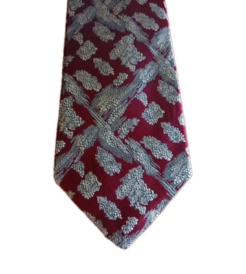 Andre Gianni Designer Silks Elite Necktie  Maroon & Raised Gold 56X3.5"Flaw See  - Image 1 of 4