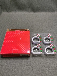 Serviettenringe Halter 4er Set, Porzellan, Zuckerstange Stechpalme Weihnachten Design - Bild 1 von 8