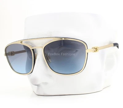 Chanel Pilot Sunglasses ch4290Q 125/S2 Glasses Shiny Gold Denim Blue with Case  - Image 1 of 4