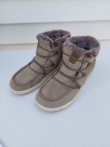 Hey Dude Denny Ankle Boots Womens Sz 38 White & Gray Leopard Fur Lined Booties - Bild 1 von 6