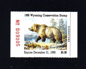 WYOMING    WY7  WILDLIFE CONSERVATION  STAMP  1990 MNH PRISTINE - Picture 1 of 1